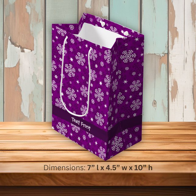 Snowflakes Pattern on Purple Medium Gift Bag (Creator Uploaded)
