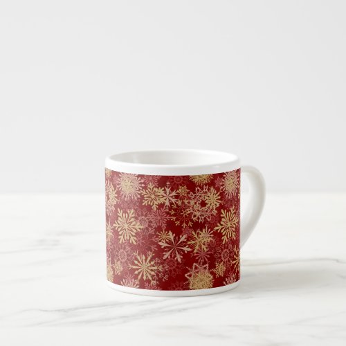 Snowflakes Pattern on Red Espresso Cup