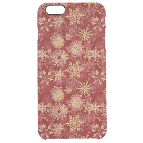 Snowflakes Pattern on Red Clear iPhone 6 Plus Case