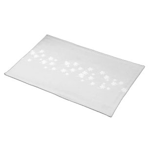 snowflakes pattern pale light grey white cloth placemat