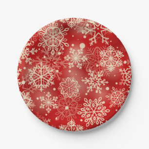Snowflakes pattern paper plates
