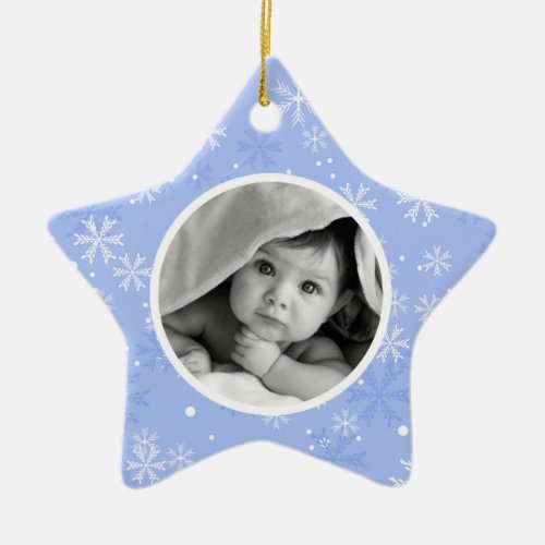 Snowflakes Pattern Photo Christmas Ceramic Ornament