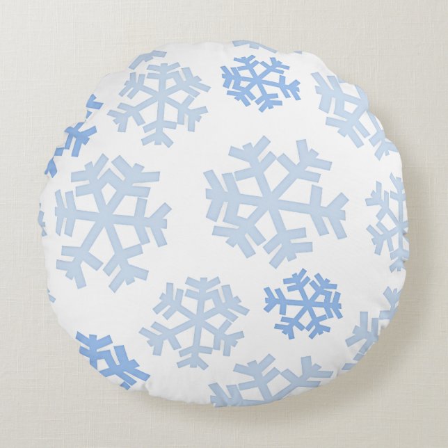 Snowflakes Pattern Round Pillow (Front)