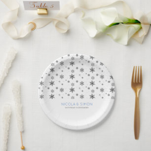 Snowflakes Pattern Ski Winter Wedding  Paper Plates