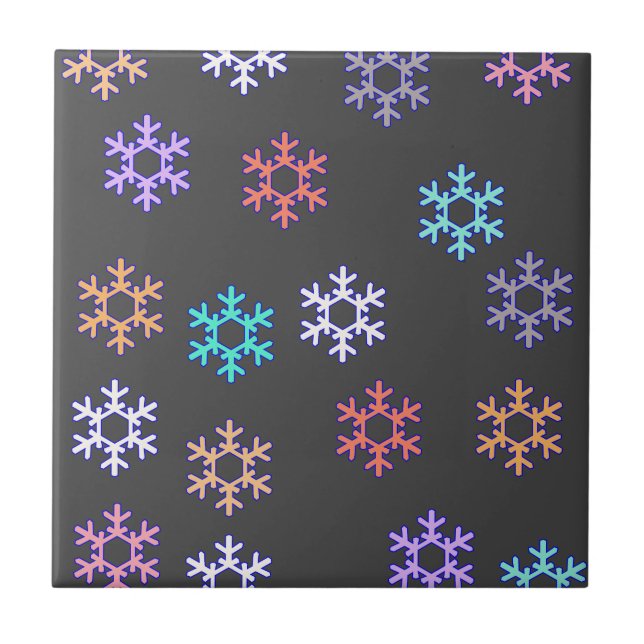 Snowflakes Pattern Snowy Winter Feel Ceramic Tile (Front)