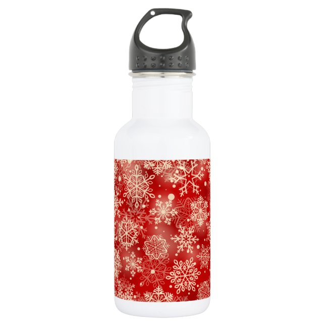 Snowflakes pattern stainless steel water bottle (Front)