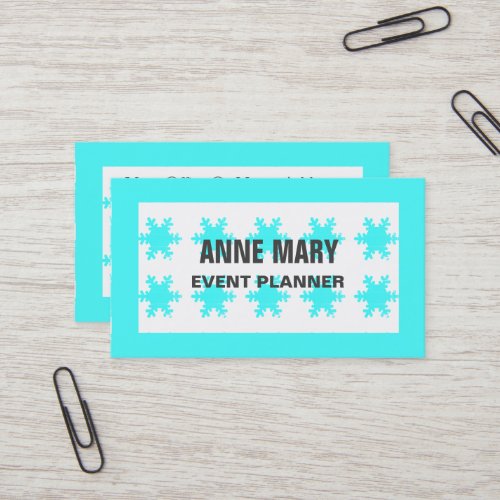 Snowflakes Pattern Teal Blue White Grey Cool Cute Business Card
