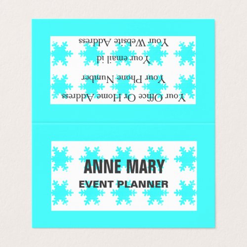 Snowflakes Pattern Teal Blue White Grey Modern  Business Card