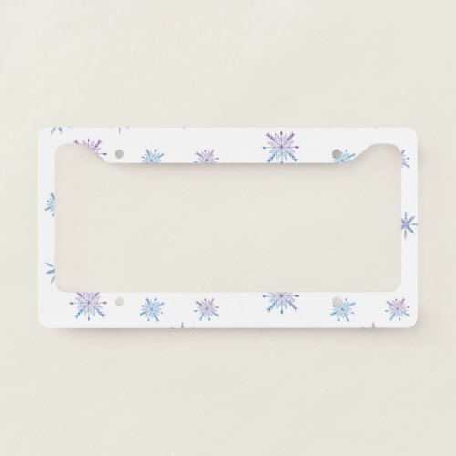 Snowflakes Pattern Winter Holiday Season Gift License Plate Frame