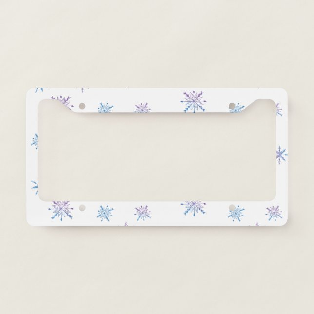 Snowflakes Pattern, Winter Holiday Season Gift License Plate Frame (Front)