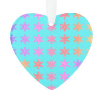Snowflakes Patterns Glittery Gold Turquoise Blue Ornament