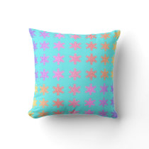 Snowflakes Patterns Glittery Gold Turquoise Blue Outdoor Pillow