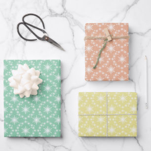 Snowflakes Patterns in Pastels Wrapping Paper Sheets