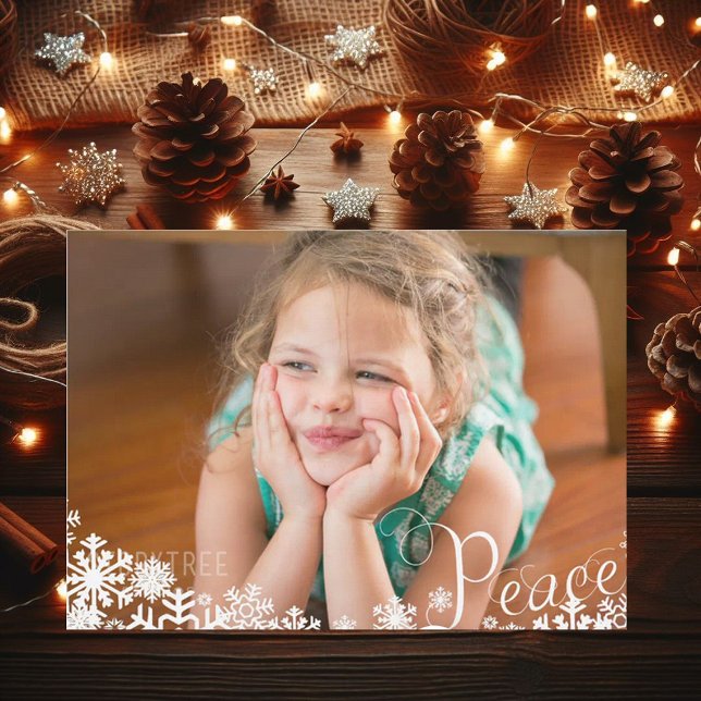 Snowflakes Peace Photo Christmas Holiday Card (Creator Uploaded)