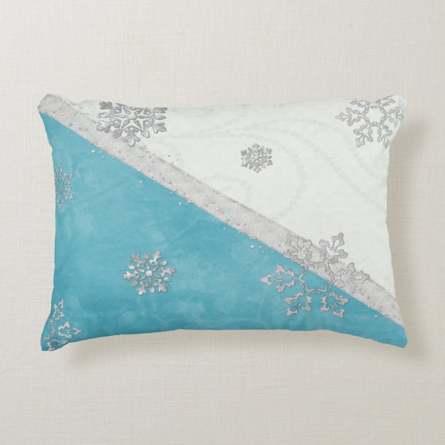 Snowflakes & Peppermint Holiday Accent Pillow (Front)