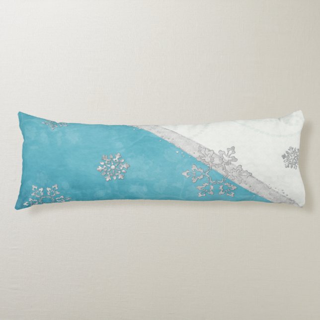 Snowflakes & Peppermint Holiday Body Pillow (Front)