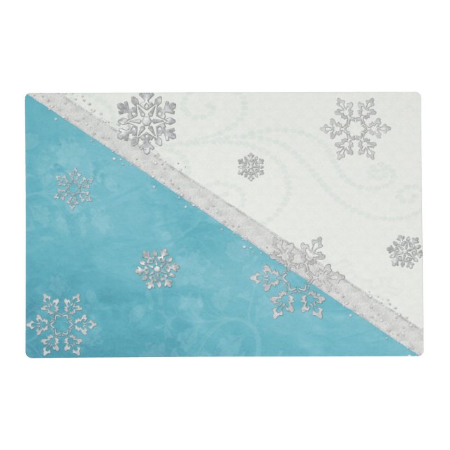 Snowflakes & Peppermint HOLIDAY Placemat (Front)