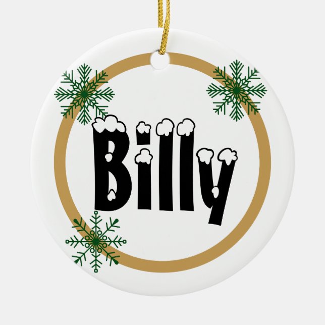 Snowflakes Personalized Name Ceramic Ornament (Front)