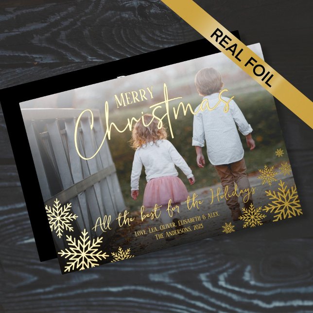 Snowflakes Photo Christmas Foil Holiday Card (Snowflakes Photo Christmas Foil Holiday Card)