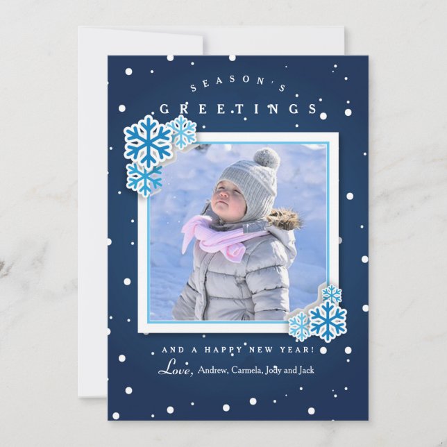 Snowflakes Photo Holiday Card (Front)
