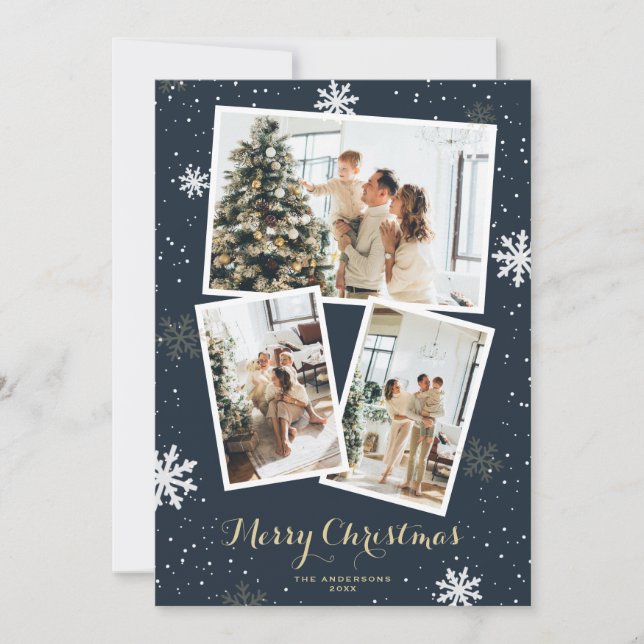 Snowflakes Photo Merry Christmas Card (Front)
