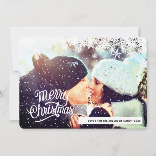 Snowflakes Photo Merry Christmas Holiday Card