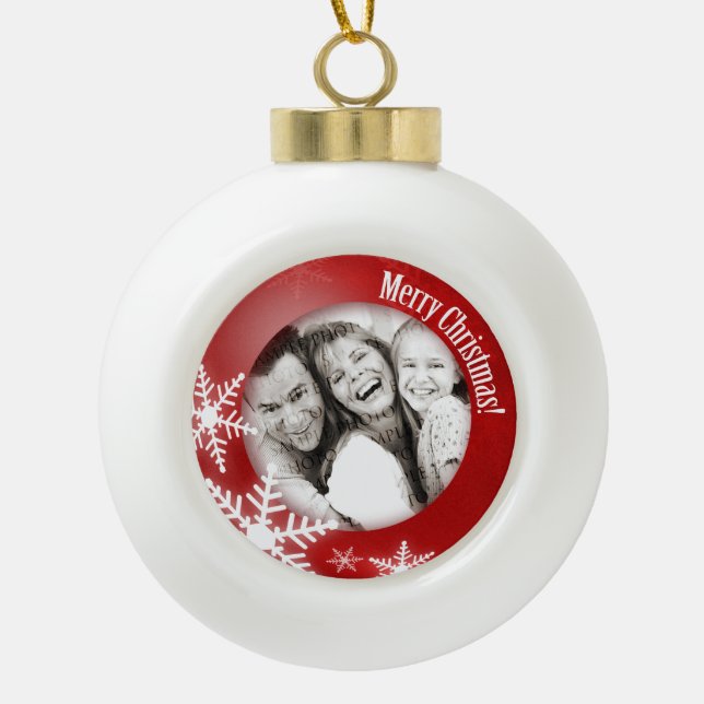 Snowflakes Photo Personalized Christmas ornament (Front)