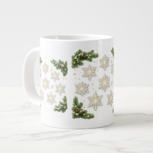 Snowflakes & Pine Christmas Mug