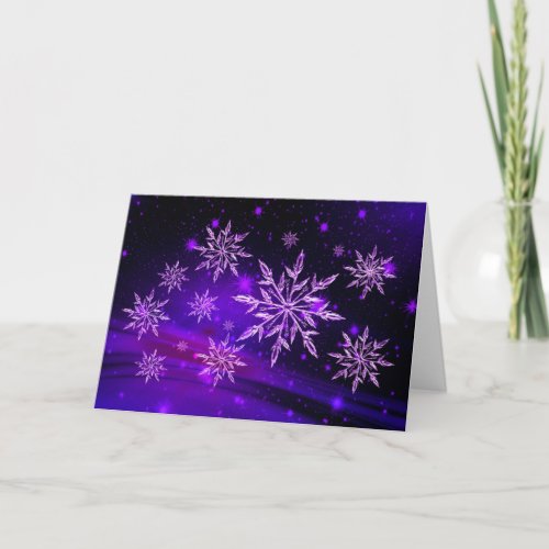 Snowflakes pink and purple winter snowflake card