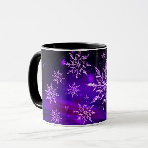 Snowflakes pink and purple winter snowflake mug