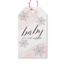 Snowflakes Pink Baby Its Cold Outside Thank You Gift Tags