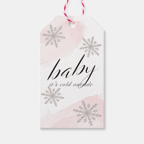 Snowflakes Pink Baby Its Cold Outside Thank You Gift Tags