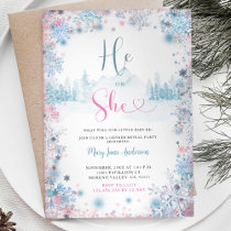 Snowflakes PInk Blue Gender Reveal Invite