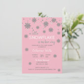 Snowflakes Pink Silver Grey BABY SHOWER | Girl Invitation (Standing Front)