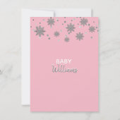 Snowflakes Pink Silver Grey BABY SHOWER | Girl Invitation (Back)