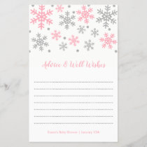 Snowflakes Pink & Silver Winter Baby Shower Advice