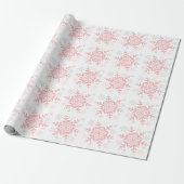 Snowflakes Pink Silver Winter Baby Shower Wrapping Paper (Unrolled)