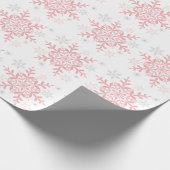Snowflakes Pink Silver Winter Baby Shower Wrapping Paper (Corner)
