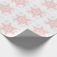 Hot Pink Winter Christmas Tree & Snowflakes Wrapping Paper, Zazzle