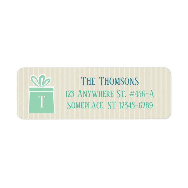 Snowflakes & Presents Mint Return Address Labels (Front)