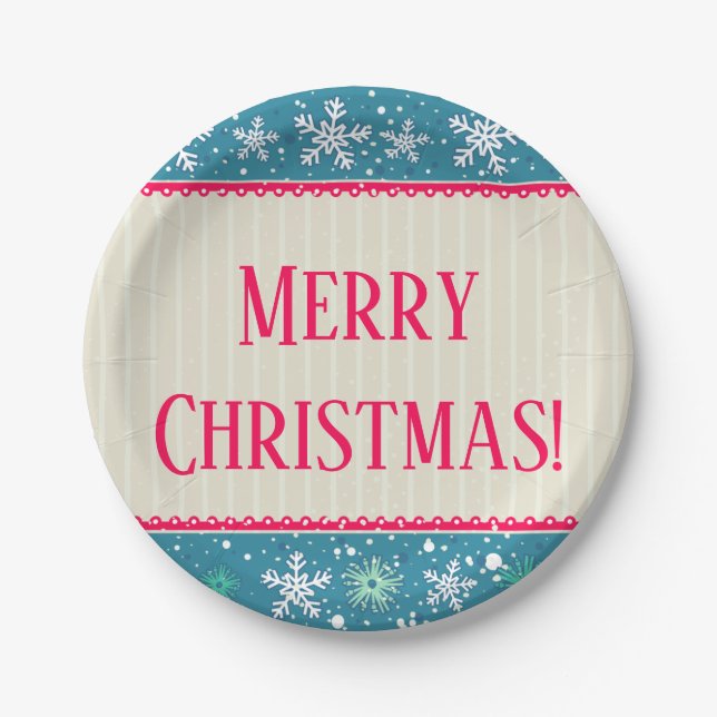 Snowflakes & Presents Paper Plates (Front)