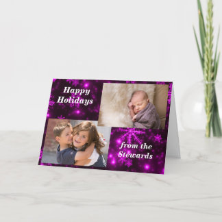 Snowflakes Purple Holidays Photo Greeting Card