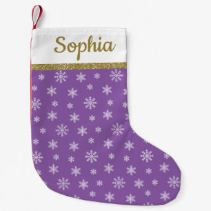 Snowflakes Purple pattern personalized name Small Christmas Stocking