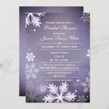 Snowflakes Purple Winter Bridal shower invite