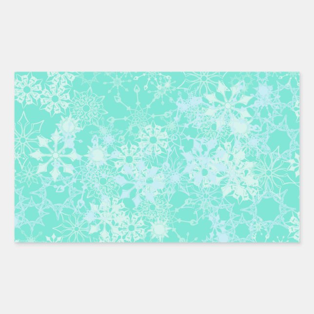 snowflakes rectangular sticker (Front)