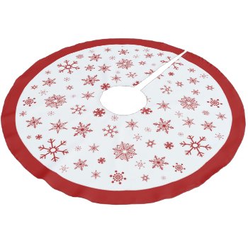 Snowflakes Red And White Christmas Tree Skirt by inkbrook at Zazzle