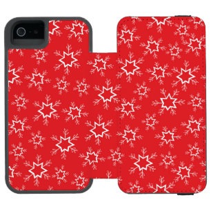 Snowflakes, Red and White Snowflakes, Snow iPhone SE/5/5s Wallet Case