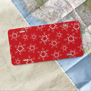 Snowflakes, Red and White Snowflakes, Snow License Plate