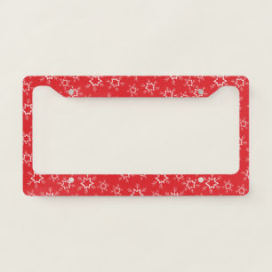 Snowflakes, Red and White Snowflakes, Snow License Plate Frame