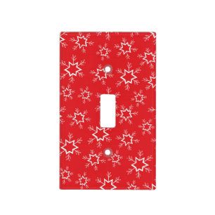 Snowflakes, Red and White Snowflakes, Snow Light Switch Cover